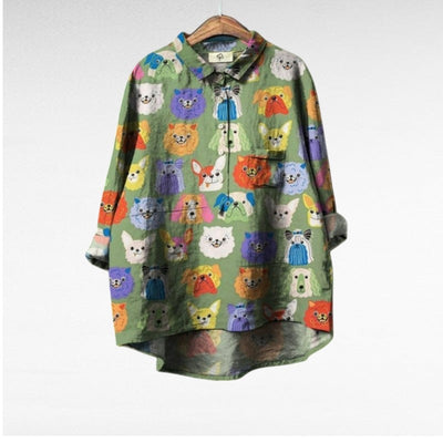 Yvonne | Exclusieve Damesblouse met Hondenprint